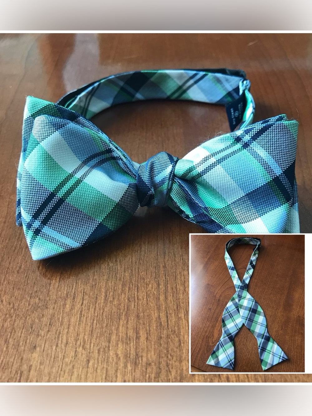 CHAPS 100% Silk Plaid Bow Tie